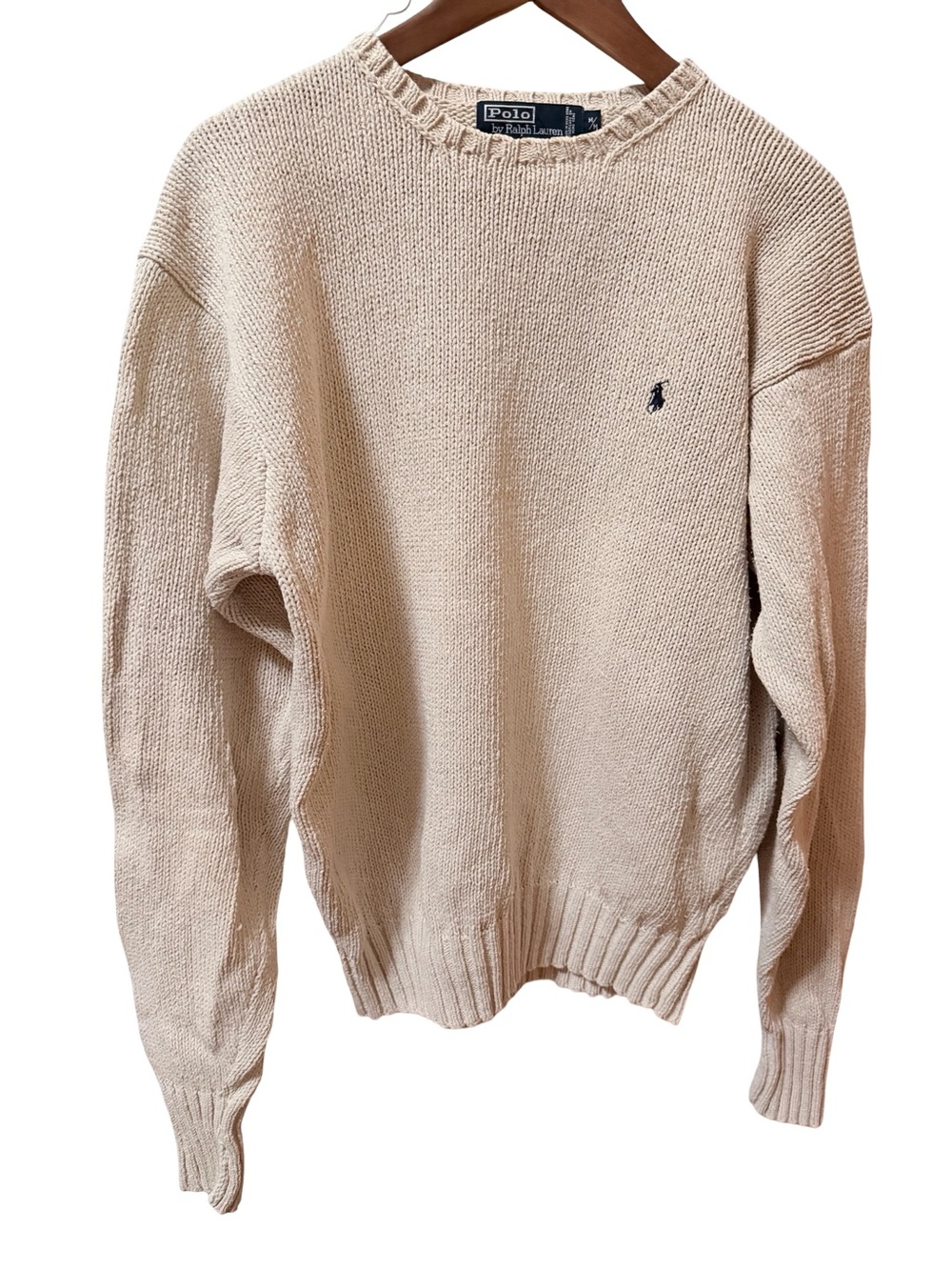 Black Label Polo by Ralph Lauren Men's Cream Crewneck Sweater